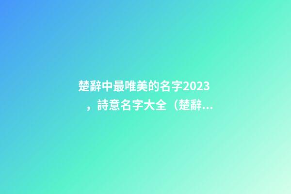 楚辭中最唯美的名字2023，詩意名字大全（楚辭中最唯美的名字2023,詩意名字大全女）